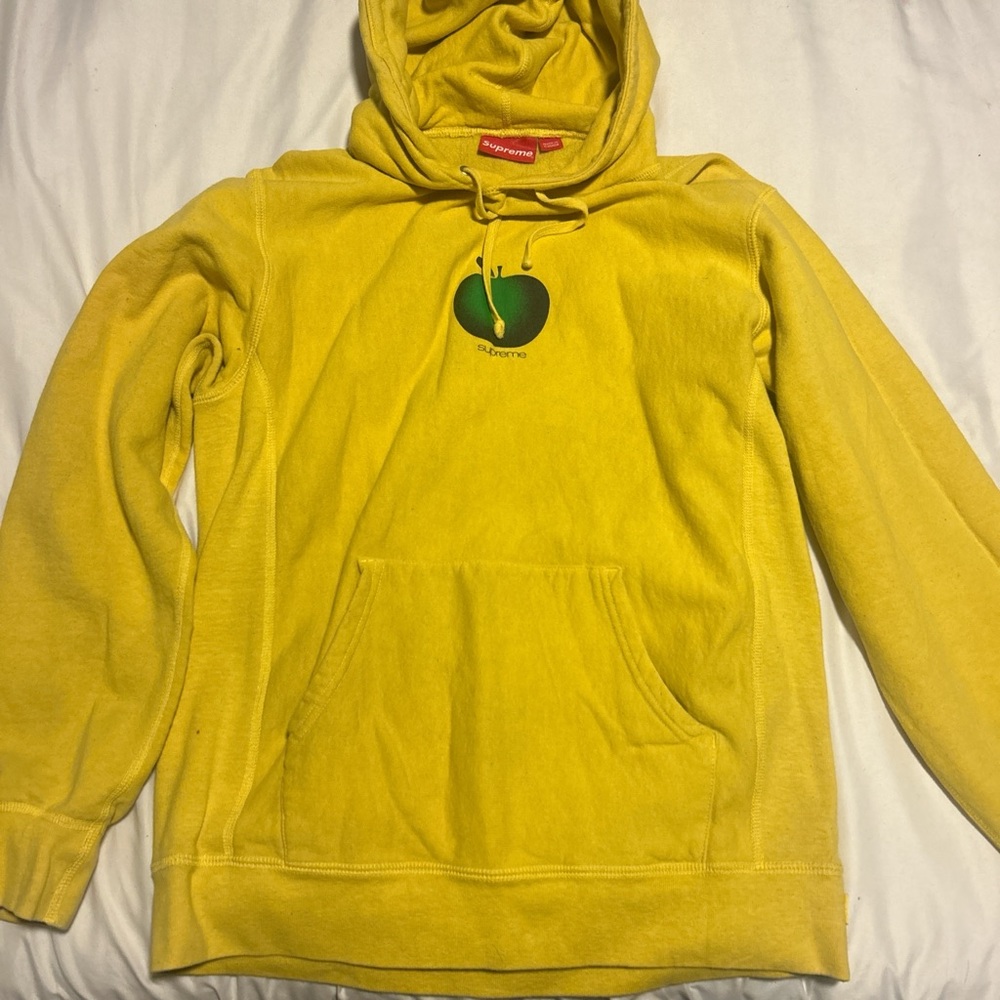Supreme Bright Yellow Hoodie with Green Graphic